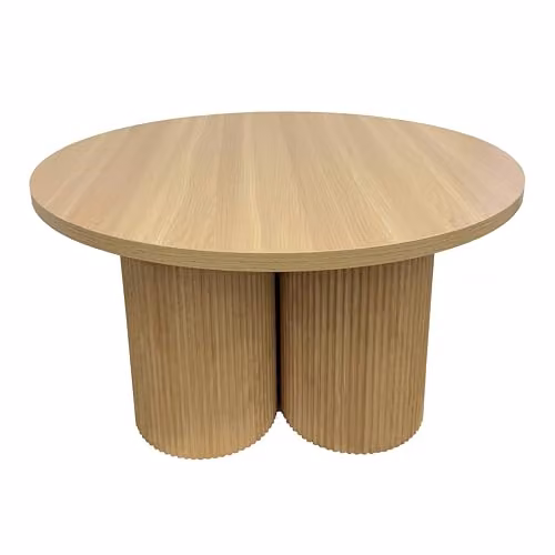 Mesa de centro redonda Oviala de estilo escandinavo en color marrón y negro con acabado mate