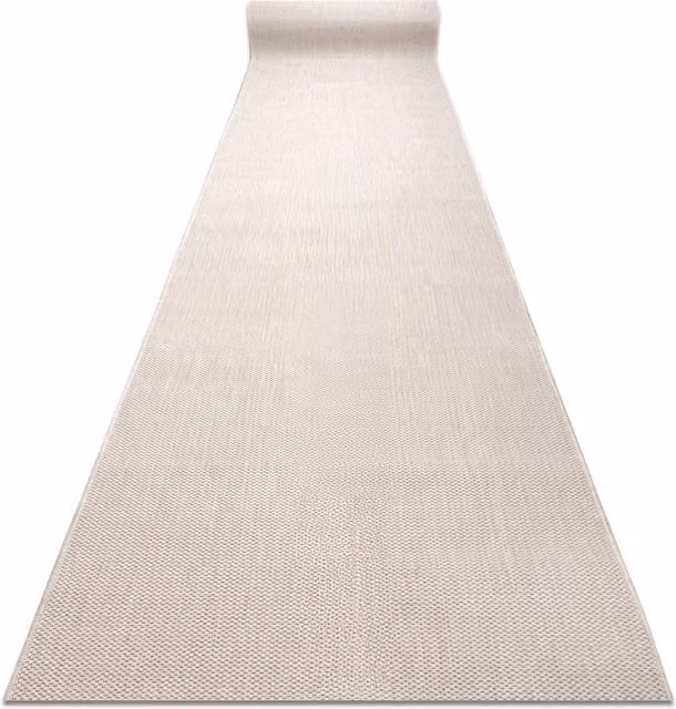 Alfombra de pasillo Sion de RUGSX con tejido plano de sisal en color beige, An/P: 70 x 820 cm