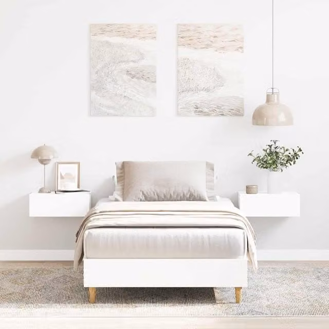 Estructura de cama blanca Maison Exclusive con láminas de madera An/P/Al: 100 x 200 x 25 cm