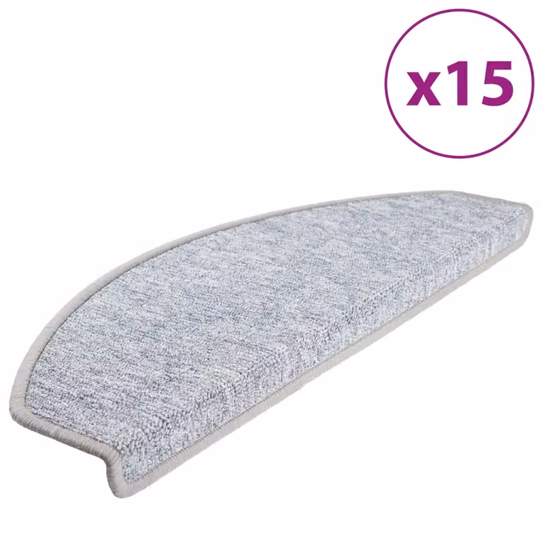 Set de 15 felpudos semicirculares para escaleras vidaXL, color gris, An/P/Al: 65 x 24 x 4 cm
