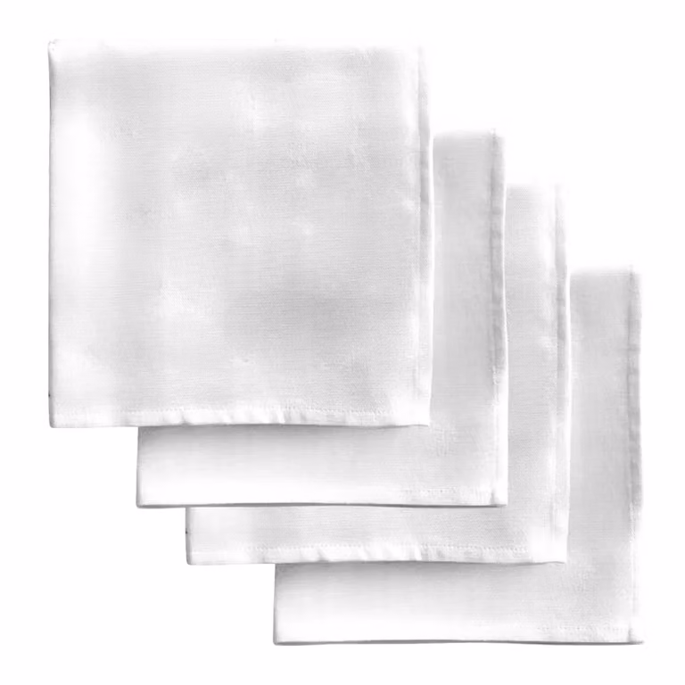 Pack de 4 servilletas de algodón Muare Home en color blanco, An/Al: 43 x 43 cm