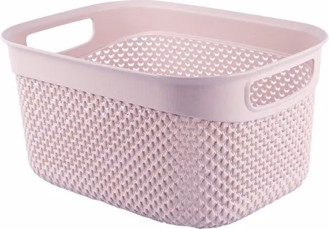 Cesta alta de ordenación rectangular 7house con asas y diseño de tejido abierto de 6,6 litros disponible en gris, rosa, beige o blanco