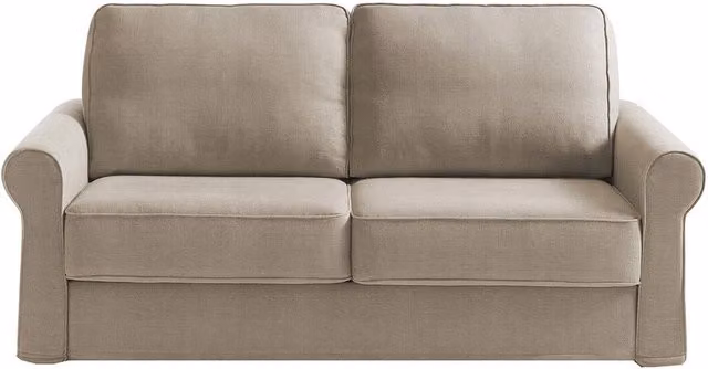 Sofá cama Robin de El Corte Inglés en tejido de lino color marrón y beige de 140 x 200 cm
