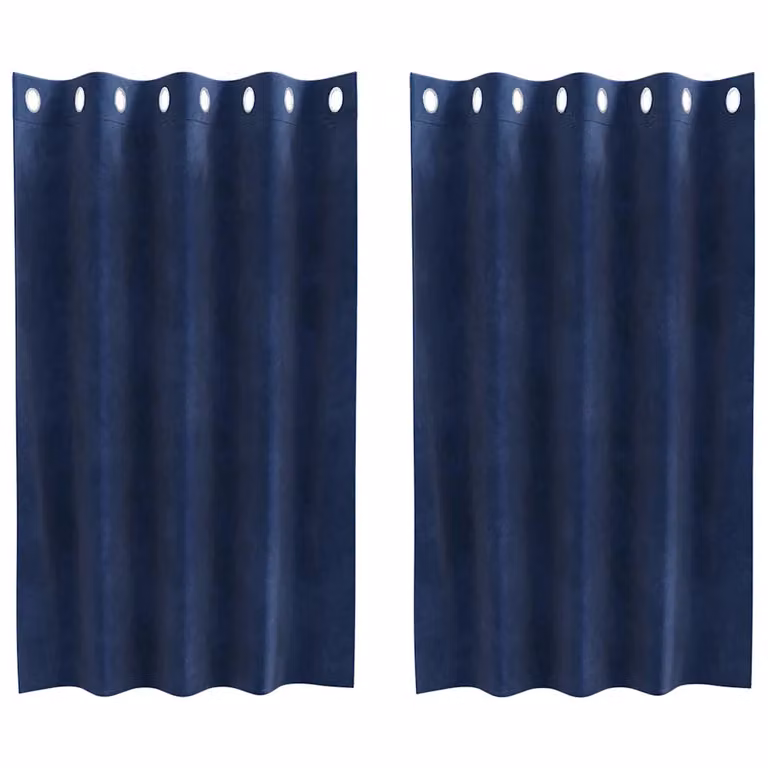 Set de 2 cortinas blackout de terciopelo vidaXL en azul, An/Al: 140 x 140 cm