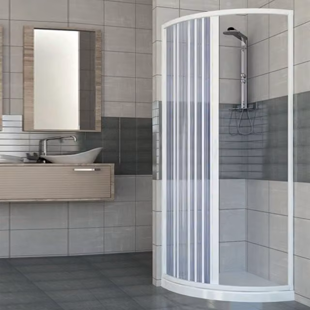 Cabina de ducha de esquina Kama de una puerta plegable Pinto en color blanco, An/An/Al: 80 x 80 x 185 cm