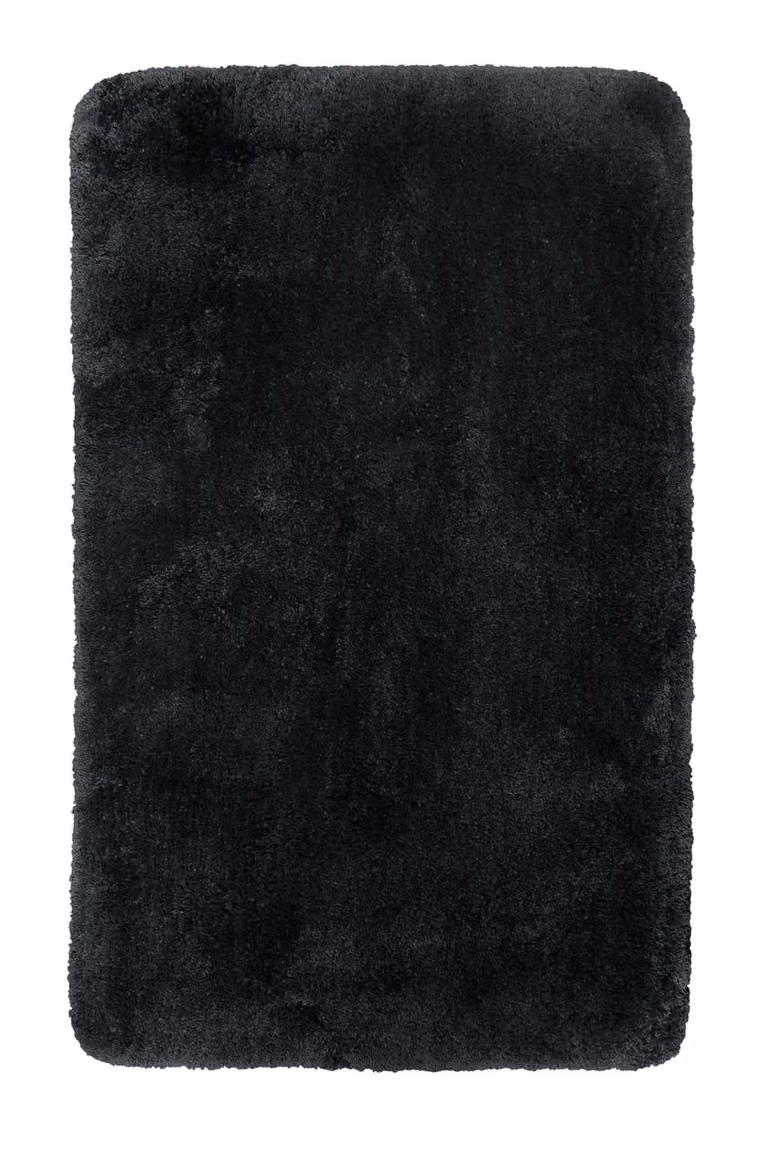 Alfombra de baño antideslizante Homie Living en microfibra negra de 60 x 100 cm