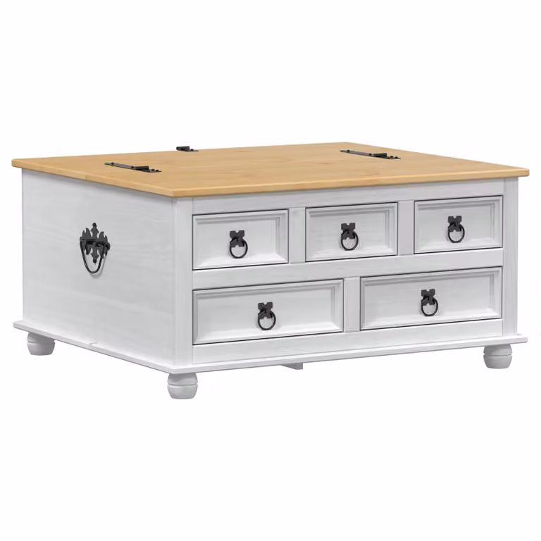 Caja de almacenamiento de madera de pino macizo vidaXL color blanco An/P/Al: 90 x 78 x 45 cm