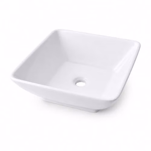 Lavabo sobreencimera cuadrado de cerámica Relaxdays con revestimiento nano, blanco, An/P/Al: 41,5 x 41,5 x 13 cm