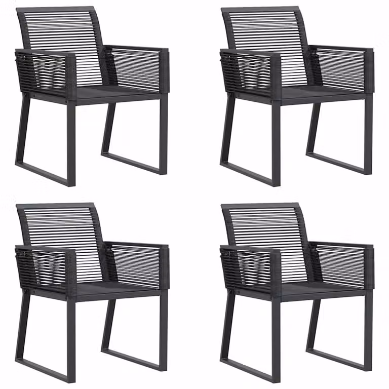 Set de 4 sillas de jardín vidaXL en ratán sintético y metal color negro con reposabrazos