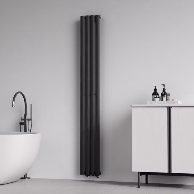 Radiador de panel monocapa de diseño tubular neu.haus en acero color negro, An/Al: 180 x 24 cm