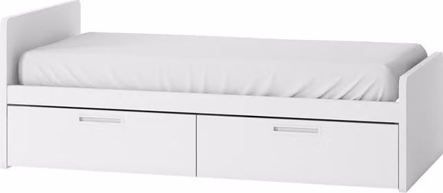 Cama Mio de El Corte Inglés con 2 cajones y costado izquierdo alto en color blanco