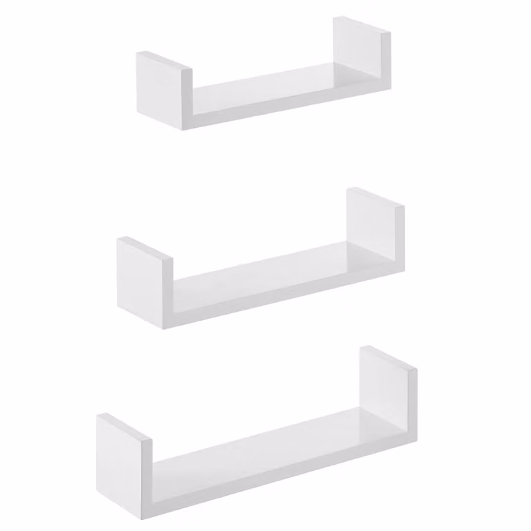 Juego de 3 estantes flotantes Songmics de MDF en color blanco brillante para salón, cocina u oficina