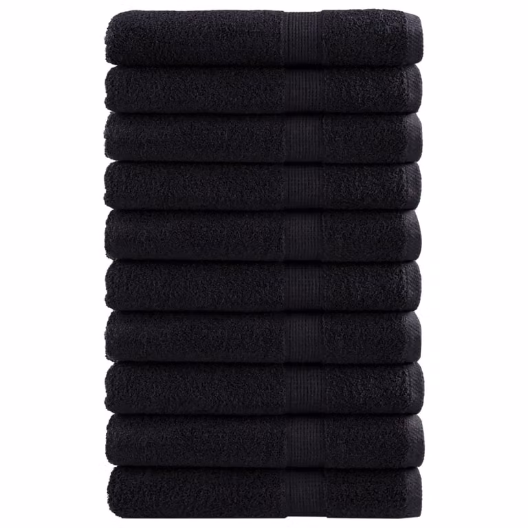 Pack de 10 toallas premium vidaXL SOLUND de algodón en color negro, An: 100 cm, Al: 200 cm, 600 gsm