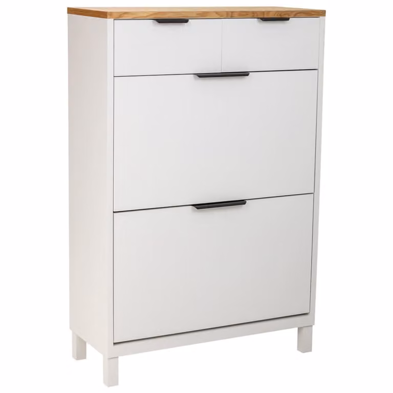 Mueble zapatero WANDERLUST blanco con 2 cajones y 2 puertas, An: 80 cm, P: 33 cm, Al: 120,5 cm