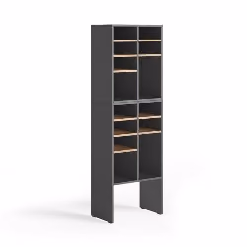 Vicco Armario para zapatos Lysander con asiento integrado, Antracita y Roble, An: 53 cm, P: 30 cm, Al: 65.5 cm