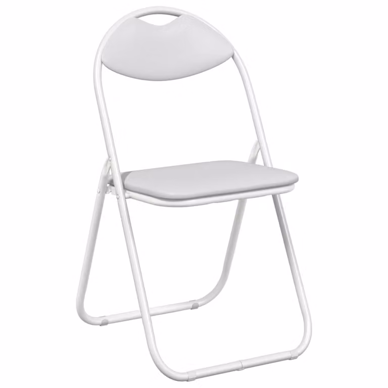 Set de 8 sillas plegables vidaXL en cuero sintético blanco, apilables y modernas, An/P/Al: 48 x 43,5 x 81 cm