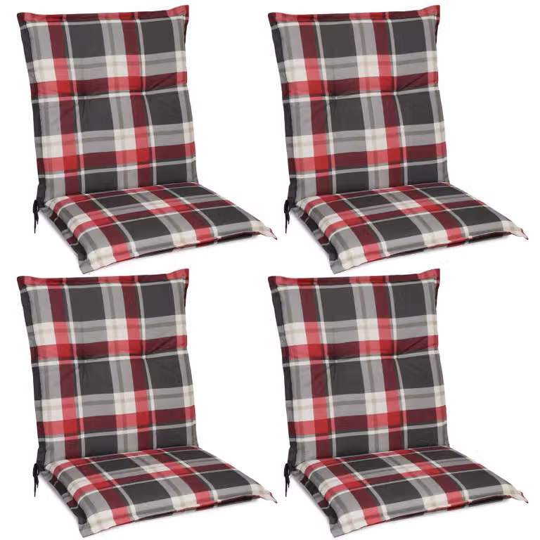 Beautissu Juego de 4 fundas para cojines de comedor con diseño a cuadros en color rojo, An/P/Al: 50 x 43,18 x 43,18 cm