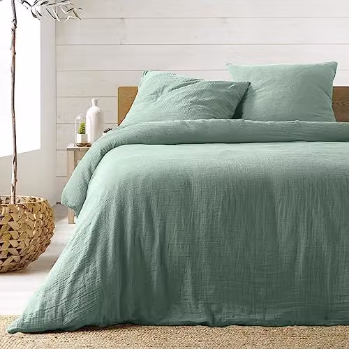 Juego de cama Douceur d'Intérieur de 3 piezas en algodón color verde, An/Al: 240 x 220 cm