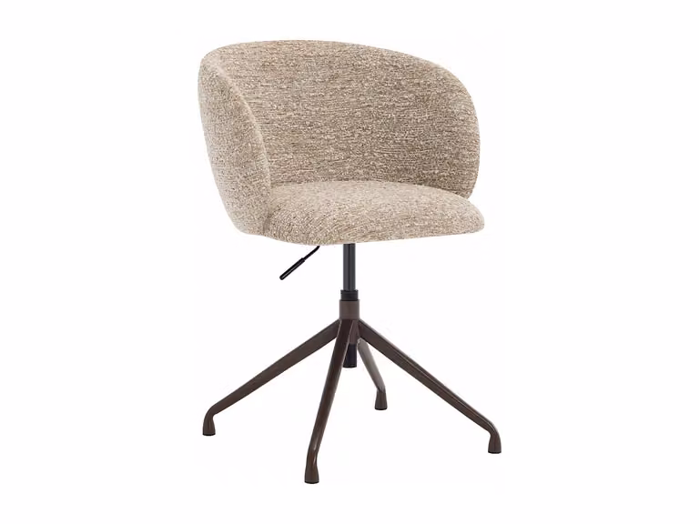 Silla de escritorio Dumali con tela texturizada en beige y marrón, altura ajustable y giro de 360 grados para oficina o casa. An/P/Al: 59 x 56 x 120 cm.