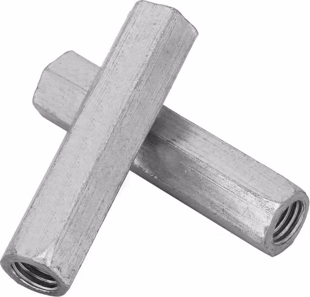 Set de 10 conectores de espárrago con tuerca hexagonal larga Hyuduo de acero cincado color plata M10