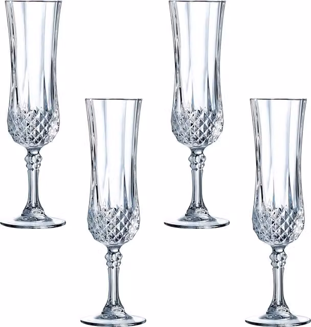 Juego de 4 copas de champán Longchamp de Cristal d'Arques en cristal transparente
