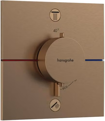Termostato empotrado para ducha o bañera Hansgrohe ShowerSelect Comfort E con SafetyStop en bronce cepillado