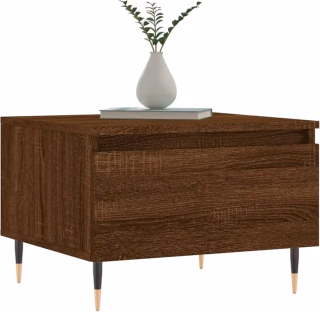 Set de 2 mesas de centro modernas SYFAX de madera de roble en color marrón, diseño rectangular con superficies anidadas, An/P/Al: 50 x 46 x 35 cm
