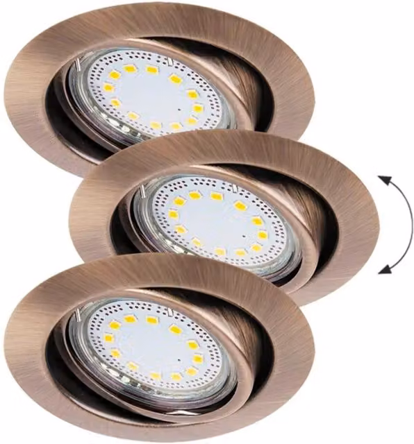 Set de 3 aros empotrados redondos Rabalux con LED GU10 ajustables en color bronce
