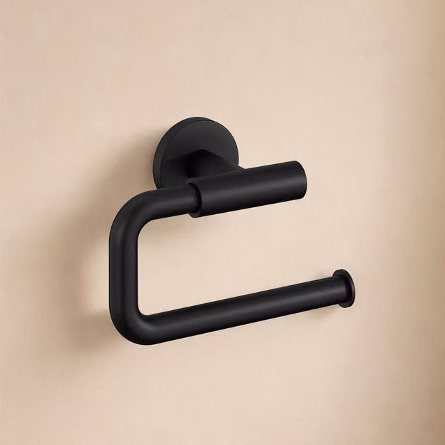 Portarrollos de anilla sin tapa Architect S+ Cosmic en acero inoxidable color negro para montaje en pared