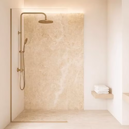 Conjunto de 16 paneles de revestimiento de pared Bladel de neu.haus en PVC, diseño stone look color beige, resistente a la humedad, An: 60 cm, Al: 120 cm, Grosor: 3 mm