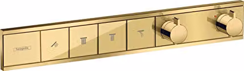 Termostato de ducha empotrado Hansgrohe RainSelect con acabado dorado pulido y cabezal de 36 cm