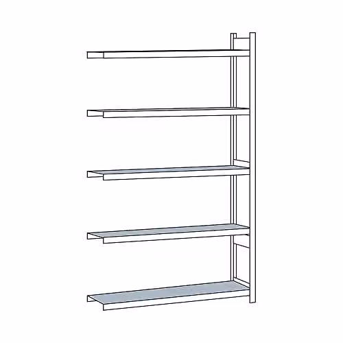 Estantería de gran luz Schulte con base de acero y estantes ajustables en color plata, Al x An x P: 150 x 40 x 300 cm