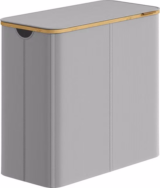 Cesto de ropa sucia SONGMICS con tapa y 4 secciones, plegable, tejido oxford y bambú, gris, An/P/Al: 78 x 38,5 x 70,5 cm