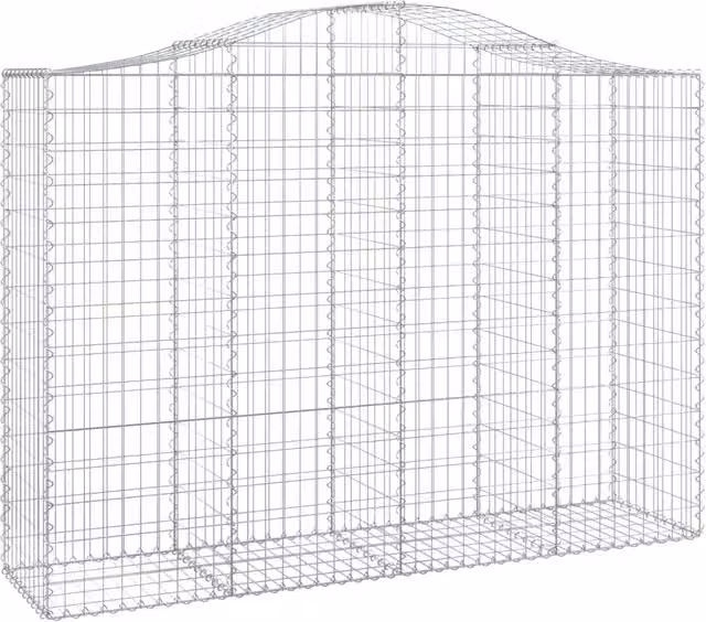 Set de 14 cestas gaviones SYFAX de hierro galvanizado color plata con forma de arco, An/P/Al: 200 x 50 x 140/160 cm
