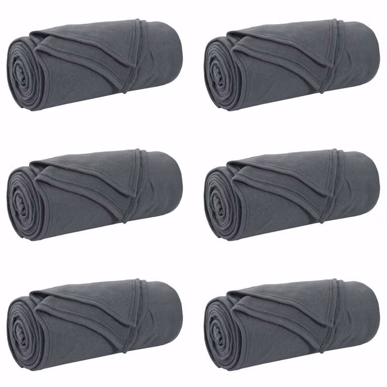 Set de 6 mantas de sofá vidaXL de lana y vellón, color gris, An/P: 270 x 240 cm