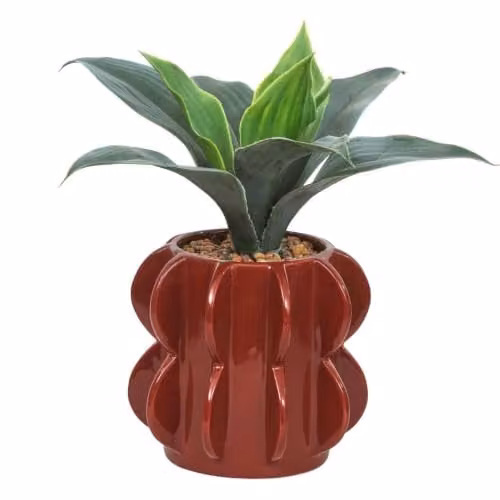 Planta artificial Atmosphera Homy de color naranja con maceta de cerámica, Altura: 28 cm