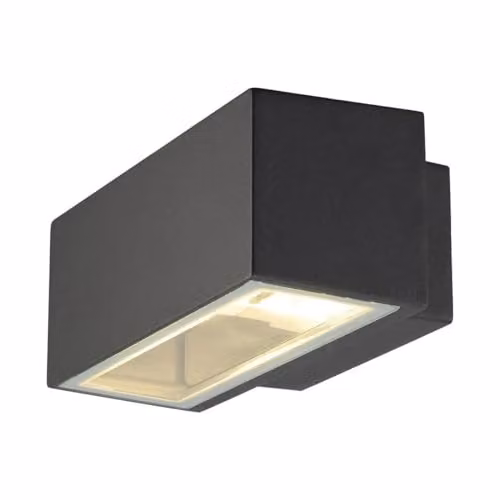 Aplique de exterior SLV Box para jardín y caminos, luminaria de superficie LED con casquillo R7s de 80W, color gris antracita, An/P/Al: 22 x 11 x 13 cm