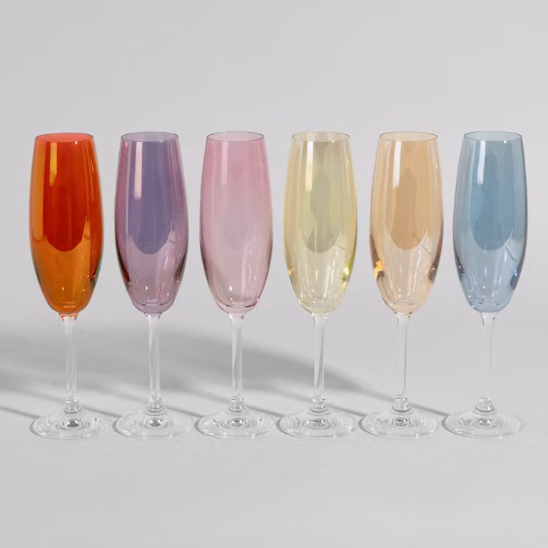 Set de 6 copas de champán de cristal multicolor Maisons du Monde