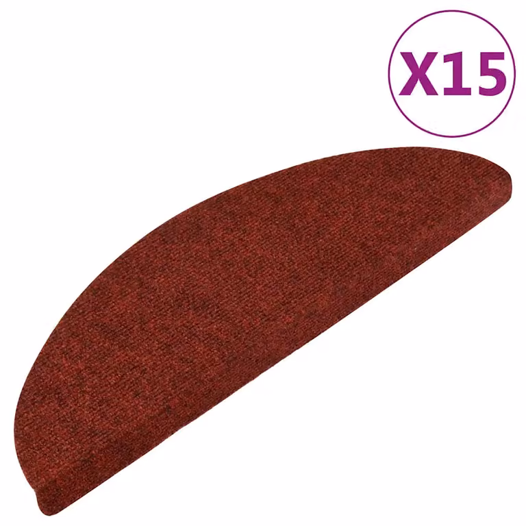 Set de 15 alfombrillas autoadhesivas para escalera vidaXL, antideslizantes y absorbentes de sonido, color rojo, An/P/Al: 56 x 17 x 3 cm
