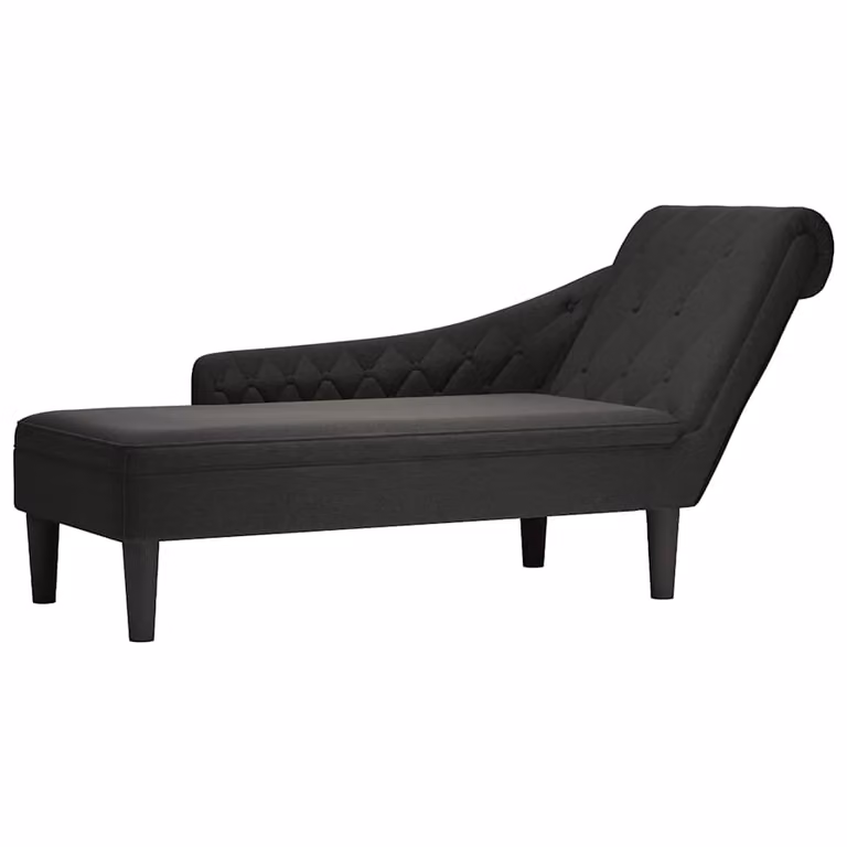 Tumbona vidaXL con almohada y reposabrazo derecho en tela negra An/P/Al: 145 x 70 x 56 cm