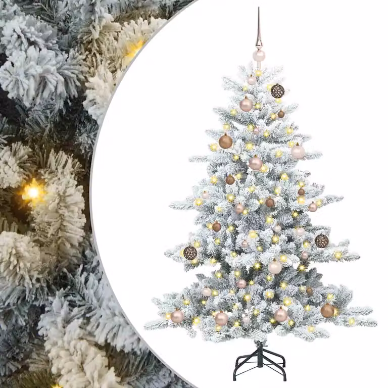 Árbol de Navidad artificial blanco con luces LED de luz blanca cálida vidaXL de 150 cm