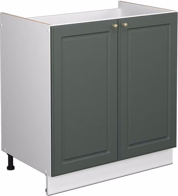 Armario bajo para fregadero Vicco Fame-Line estilo casa de campo en verde y dorado An: 80 cm, Al: 51,6 cm, P: 82 cm