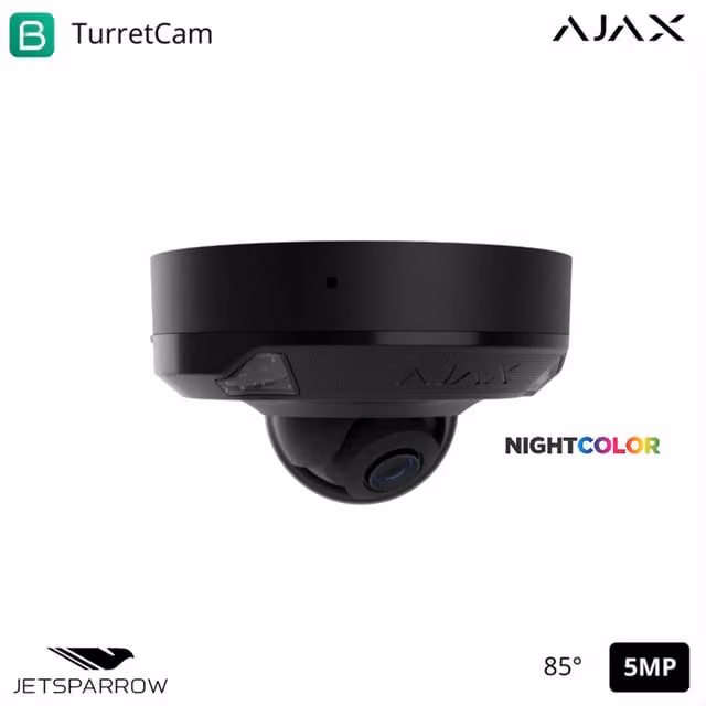 Cámara de videovigilancia cableada Ajax Domecam Mini HL de 5 MP en color negro