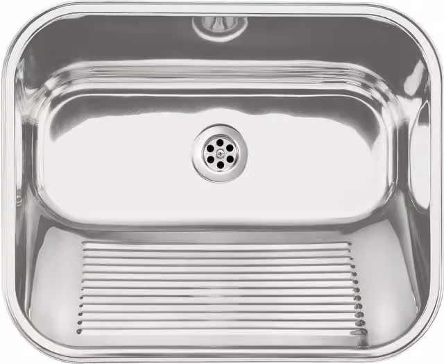 Fregadero de acero inoxidable Deante para empotrar o montar en pared, color plata, An/P/Al: 53,3 x 43,3 x 22 cm