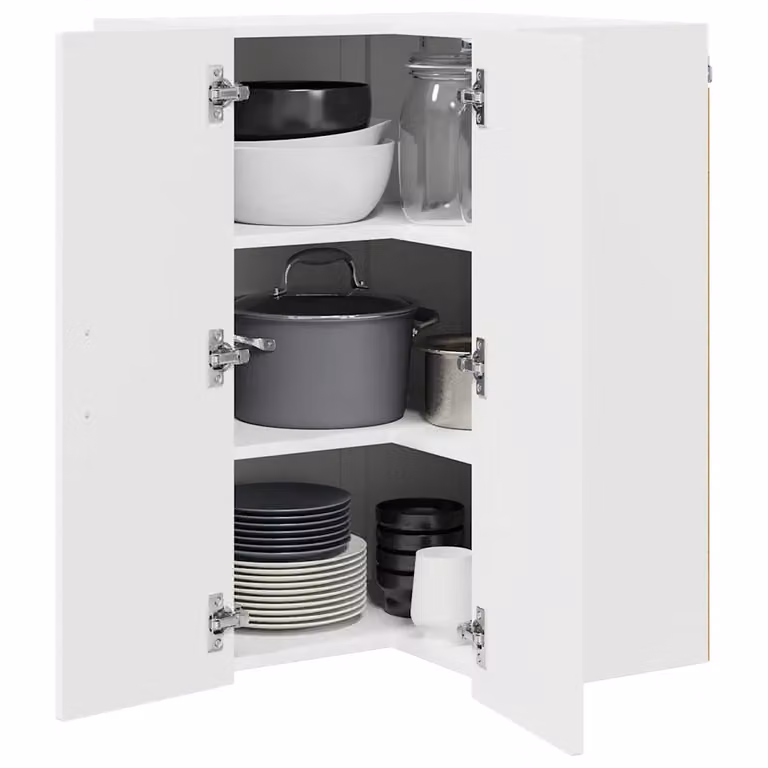 Armario esquinero de pared LUCCA vidaXL blanco para cocina con puertas batientes An/P/Al: 57 x 57 x 80 cm