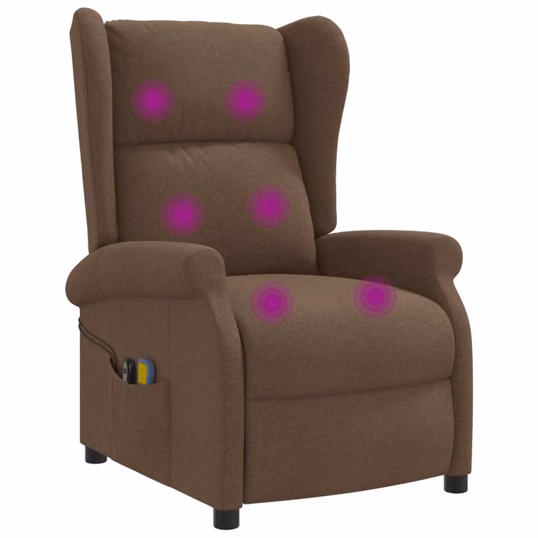 Sillón reclinable eléctrico vidaXL con respaldo de ala en color marrón y tapizado de tela