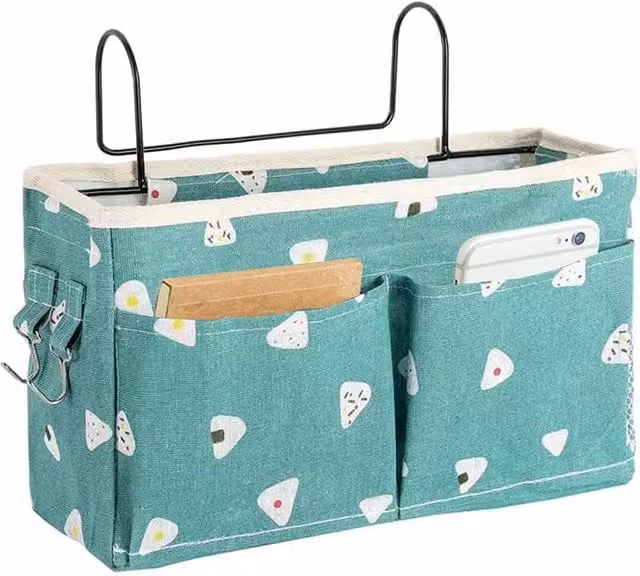 Organizador Colgante Neptune para Litera y Mesita de Noche en Lona, con Gancho Metálico, Color Turquesa y Verde
