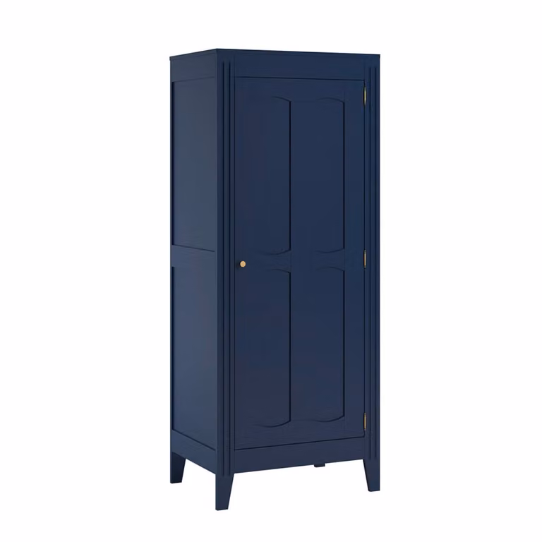 Armario de una puerta Milenne de Vox en azul y dorado para dormitorio infantil An/P/Al: 80 x 55 x 197 cm