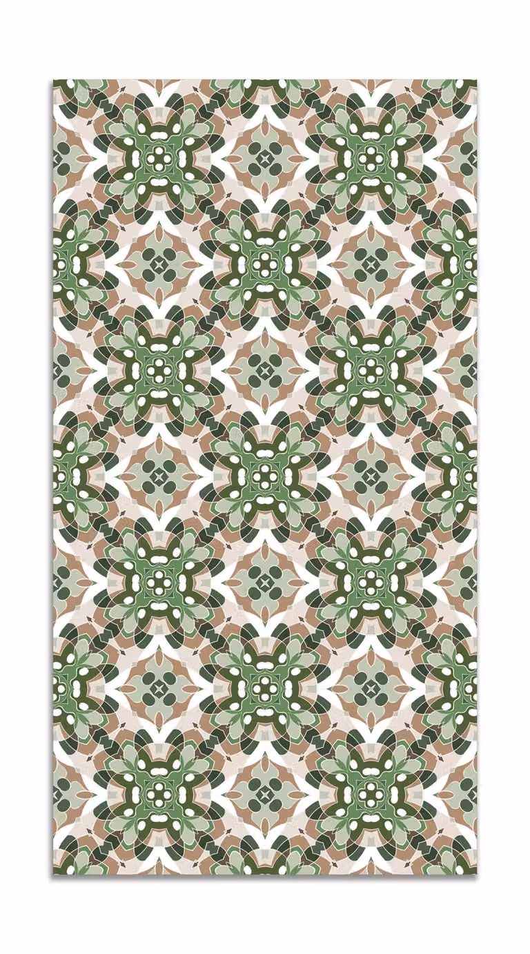 Alfombra vinílica de estilo oriental en color verde, An/P: 80 x 150 cm