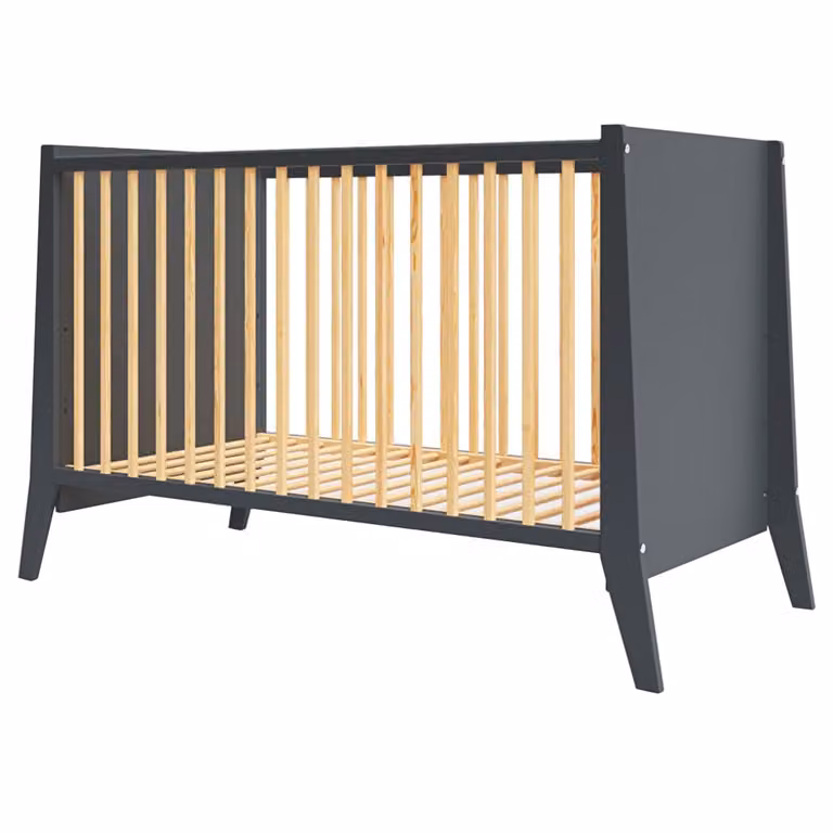 Cuna evolutiva Premiers Moments de madera de pino y materiales compuestos en color gris, An/P/Al: 120 x 60 cm